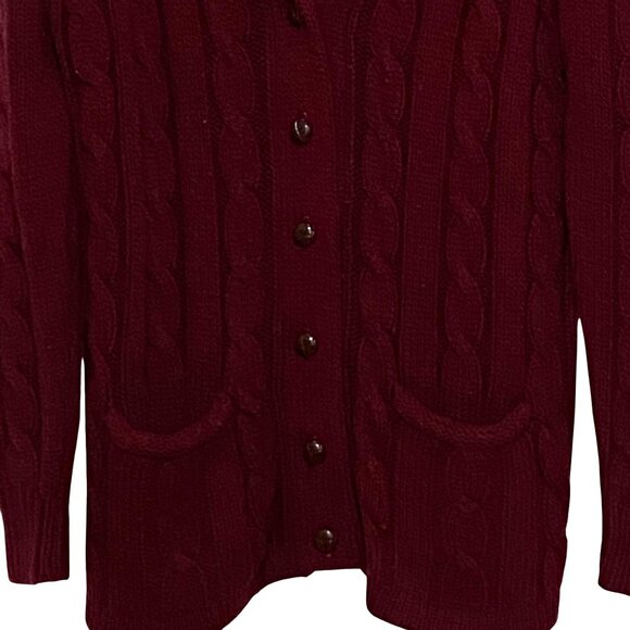 Vintage Toffee Cardigan Fisherman Sweater M Grandmacore Librarian Hobbitcore - Picture 2 of 7